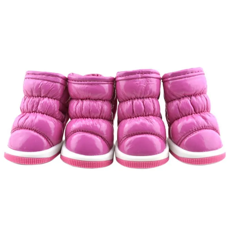 Trendy Winter Ruffle Soft PU Leather Pet Small Dogs Booties Snow Boots Shoes pet dog shoes dog winter warm shoes XS-XL - Цвет: P