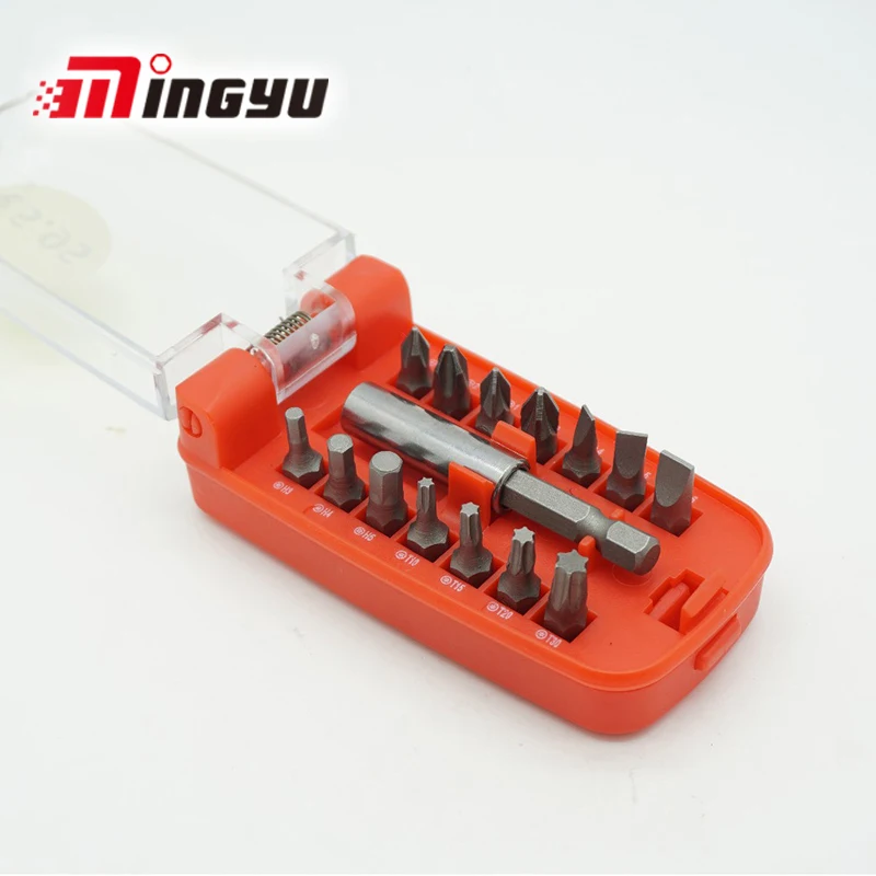

15pcs 1/4 inch Phillips Pozi Hex Torx Screwdriver Bit Set with 60mm Long Extension Bar and Case T20 PZ2 PH2 Screw Driver Bits