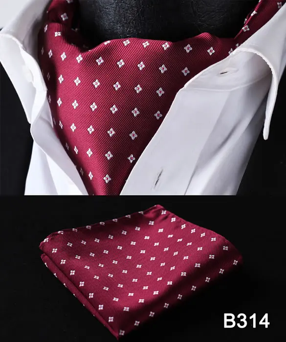 С цветочным узором из Для мужчин Шелковый шейный платок галстук Аскот платок комплект# B3 вечерние классический свадебный квадратный Карманный - Color: B314