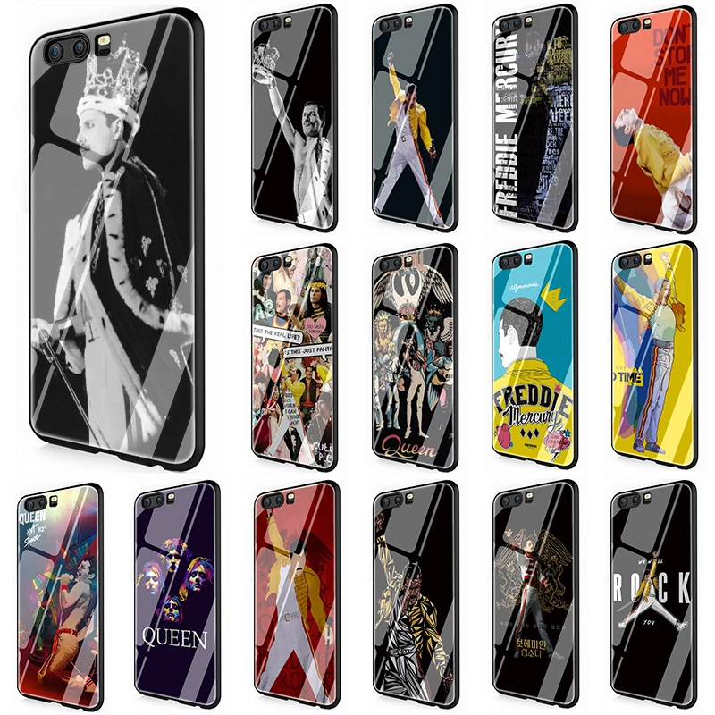 

Queen Freddie Mercury Tempered Glass phone case for Huawei Y6 Y9 P10 P20 Mate 20 Lite Pro P Smart Honor 9 10 Lite 7A Pro