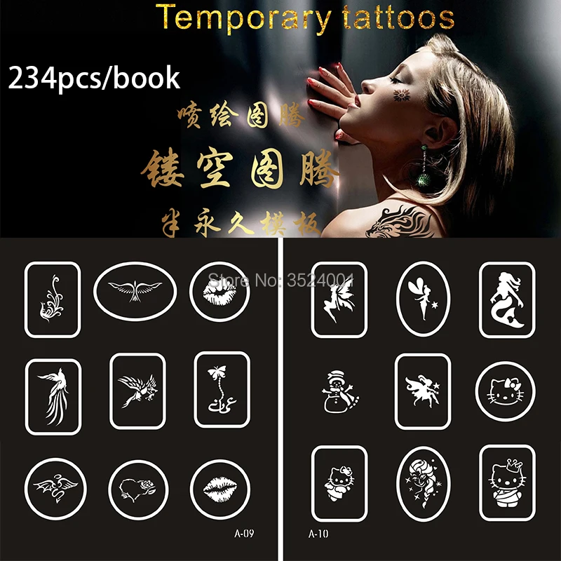 

234 Designs Indian Henna Tattoo Stencils Books Temporary Glitter Airbrush Tattoo Hand Finger Templates Stencil For Painting