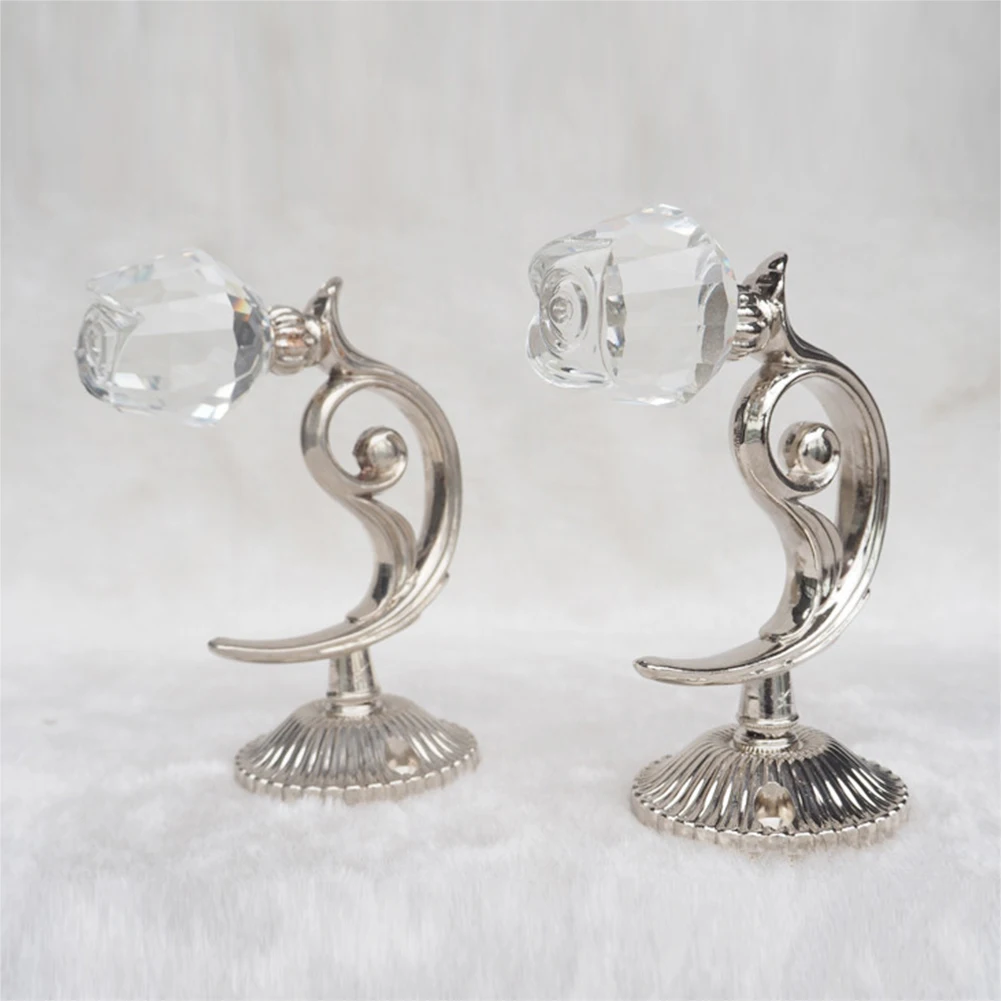 

1Pair Simple Zinc Alloy Wall Tie Rack Clothes Window Curtain Hook Accessories Durable Hold European Style Cystal Ball Hollow Out