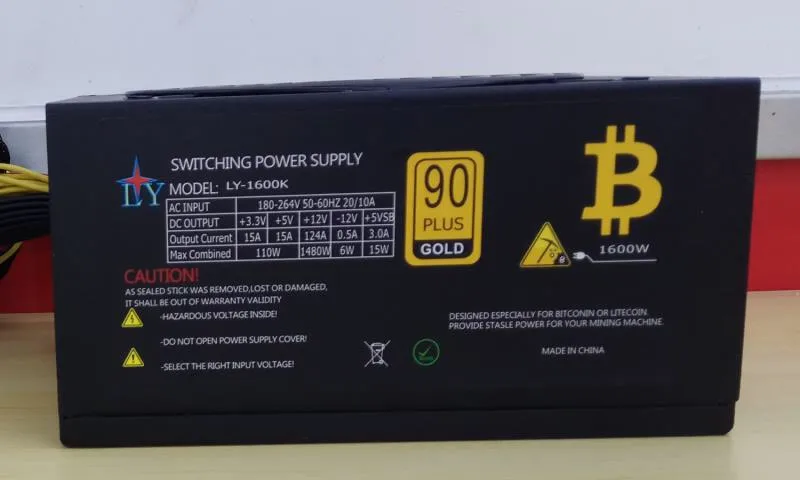 Mining Machine 1600w PC Serve Power Supply ATX GPU Switching PSU Bitcoin Miner R9 380/390 RX 470/480 RX 570 1060 6 Graphics Card