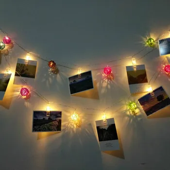 

20 Led 3m Romantic Creative Lovely Picture Clip Wicker Balls Light String For Christmas Holiday Wedding Birthday Deco 1314