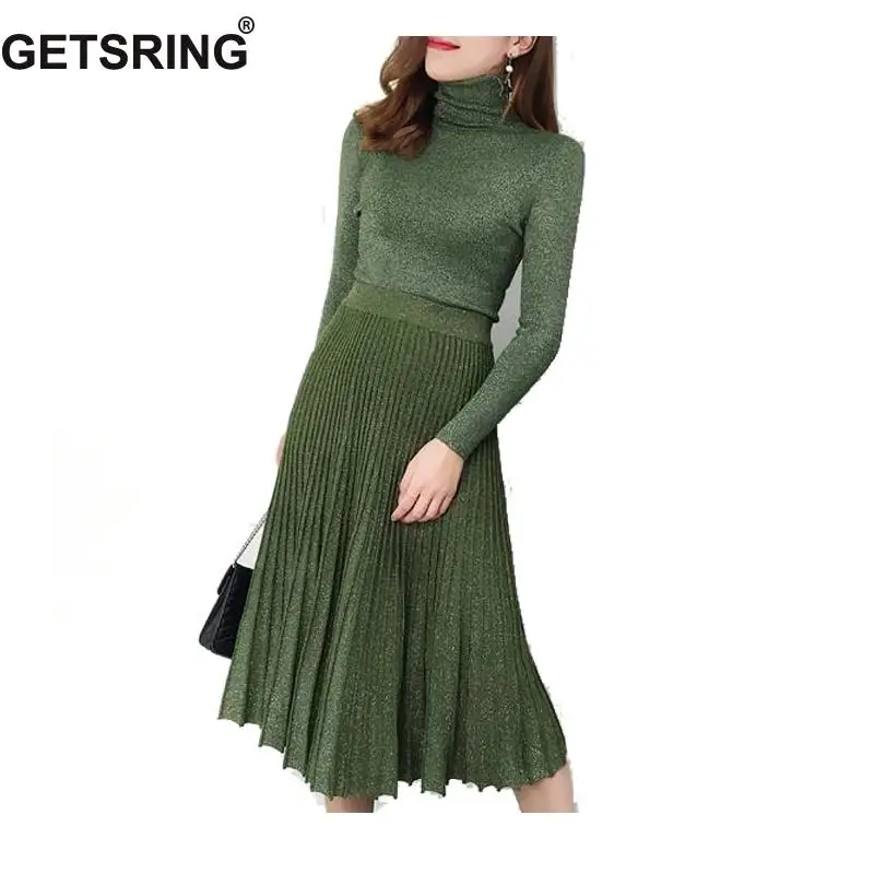 Женский комплект GETSPRING из юбки и свитера зимний винтажный трикотажный пуловер с
