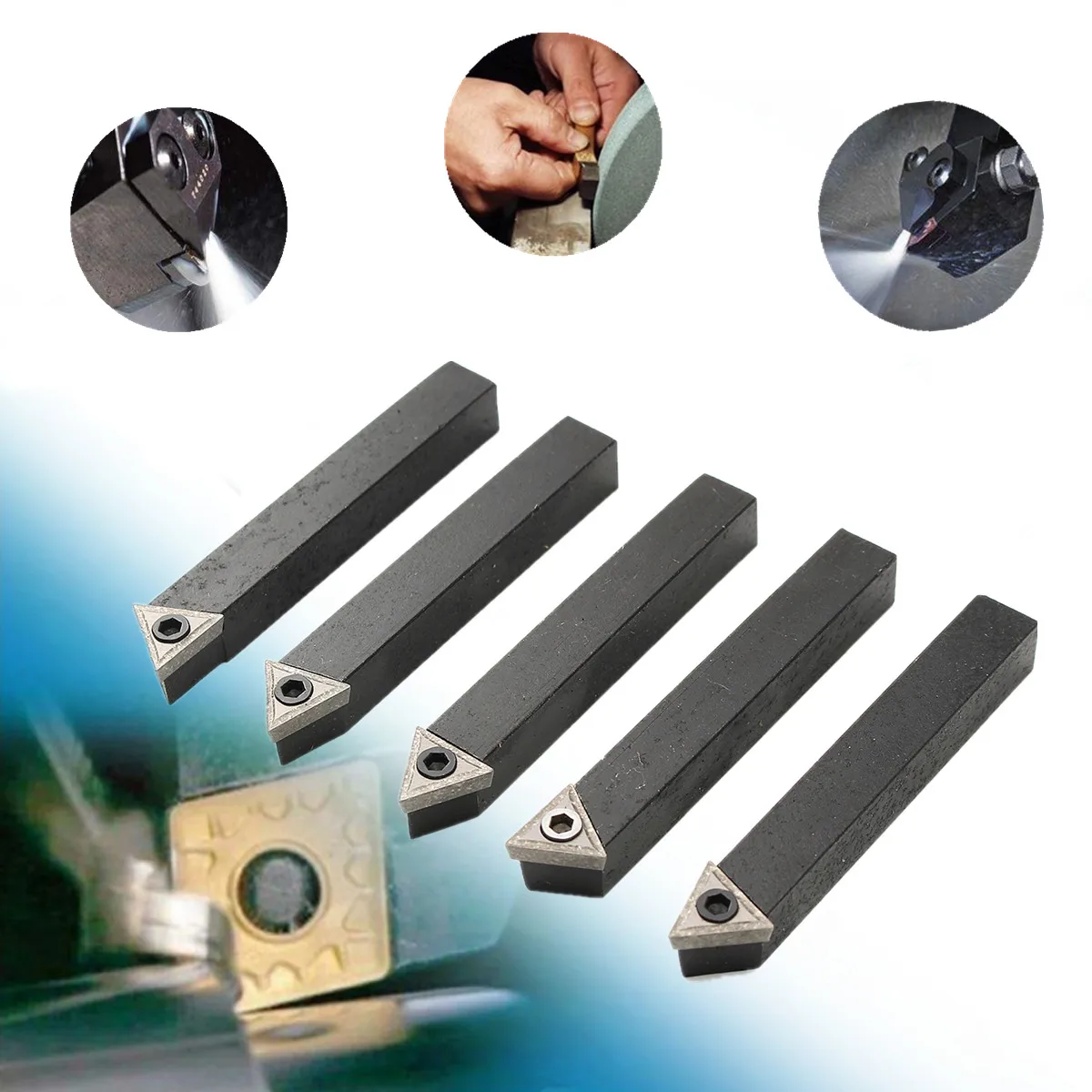 

5Pcs 1/2'' C6 Chipbreaker Black Indexable Carbide Insert Turning Tool Bit for Metal Lathe Use Practical ConvenientLathe Set