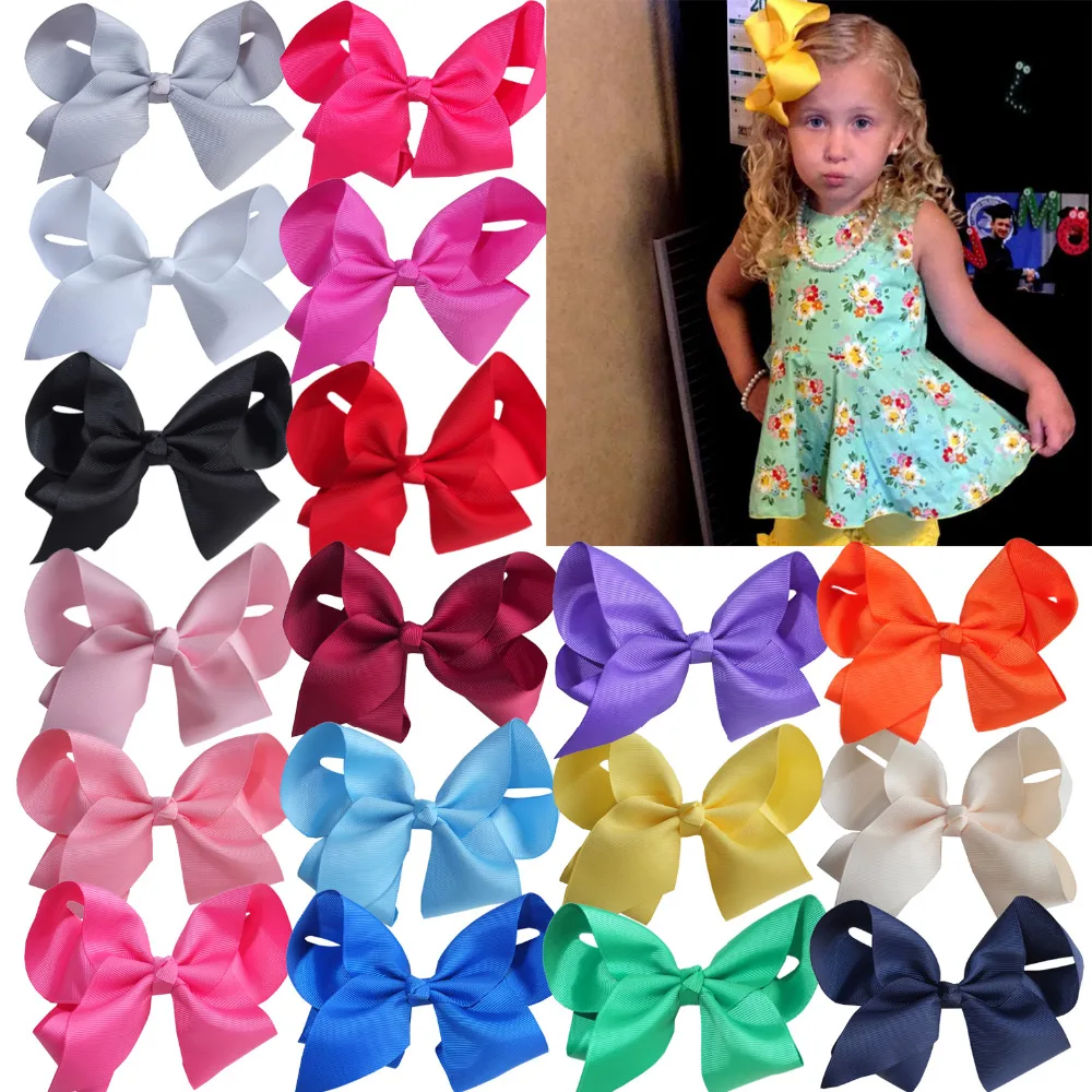 Wholesale 6 inch Large Hair bow Kids Girls Boutique Hairbows Hair clips ...