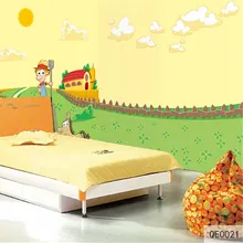 Пользовательские DIY Ткань и текстильные обои для стен матовый шелк для детской комнаты 3D настенные фрески персонажа из мультфильма фермы облако ребенок