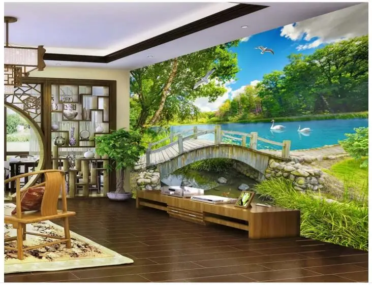 

3d wallpaper custom photo non-woven mural wall sticker Hd lake scenery painting picture 3d wall room murals wallpaper