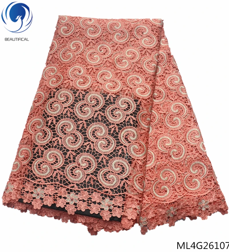 

BEAUTIFICAL cord guipure lace fabrics guipure laces fabric with beads french cord lace fabrics 5yards/lot selling online ML4G261