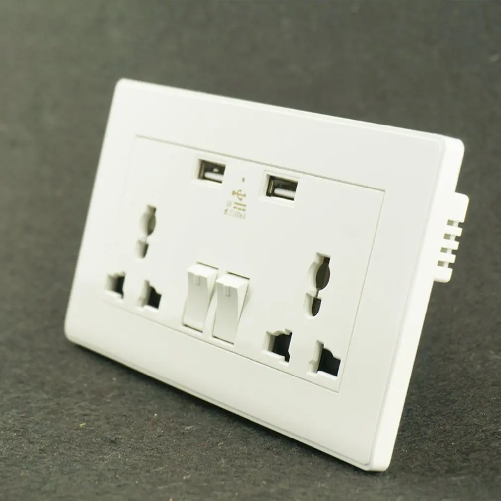 Универсальное настенное зарядное устройство с 2 портами USB для дома, адаптер, розетка с двумя usb-портами, панель с переключателем, домашнее настенное зарядное устройство, адаптер