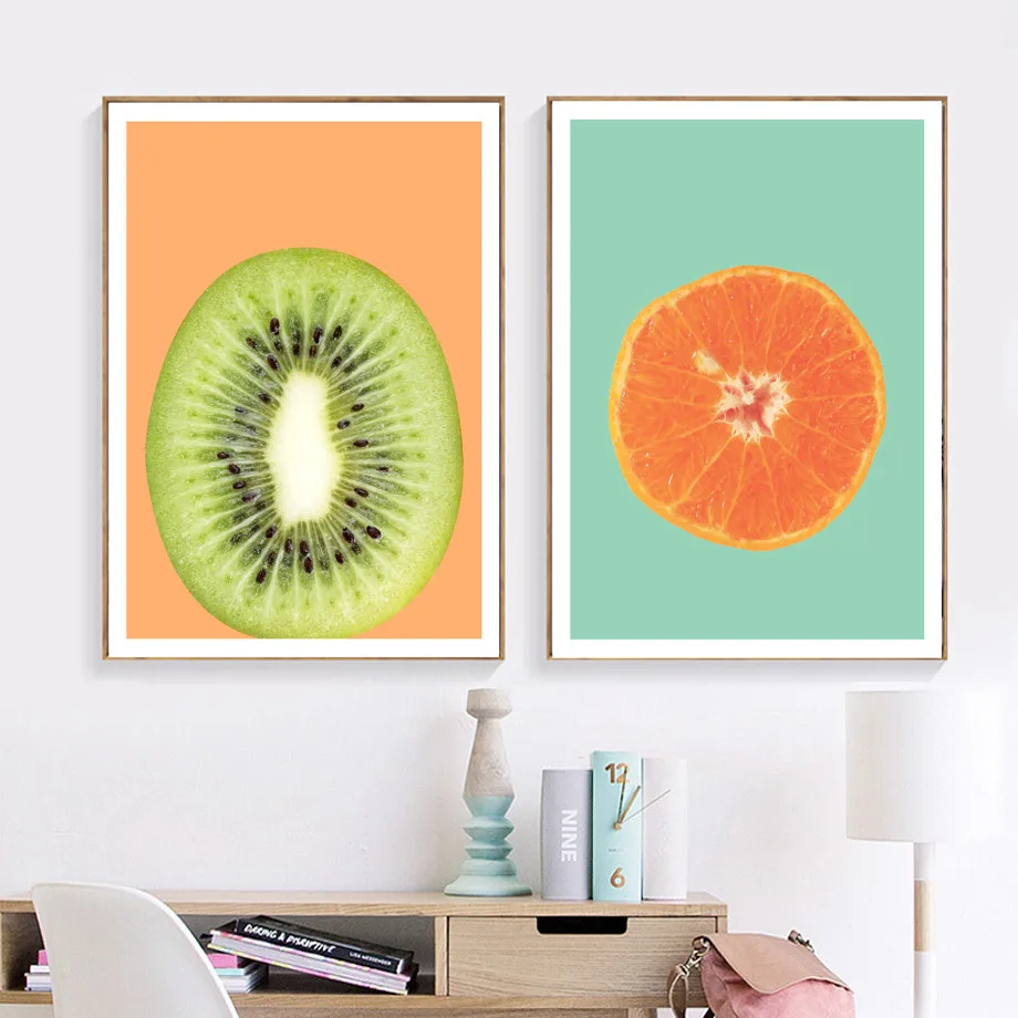 KIWI STRAWBERRY ORANGE FRUITS CANVAS PICTURE PRINT WALL ART VARIETY OF SIZES