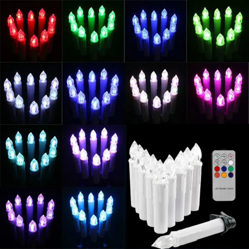 

10pcs Wireless Remote Control Color Changing LED Candle Battery Operated Light for Party Wedding Christmas Home Tree Decoration