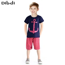 2016 Summer Boys Clothes Sets Kids Clothes Short Sleeve Cartoon T Shirt Striped Pant Boys Clothing