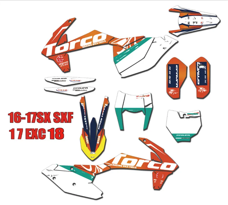 Design 8 Для KTM 125 250 300 350 450 SX SXF XC XCF гоночный обтекатель графика наклейки индивидуальная наклейка EXC EXCF XCW - Цвет: Design 8