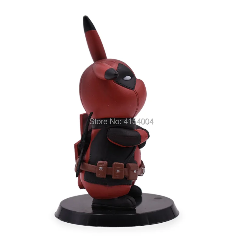 Online Anime Q Ver Deadpool Pikachu Cosplay Deadpool Action Figure PVC Figurine Koleksi Model Hadiah Natal Mainan untuk Anak
