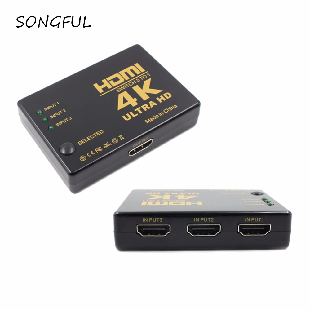 1 4 в 3 выхода HDMI сплиттер Full HD 1080p видео переключатель усилитель дисплей для HDTV DVD PS3