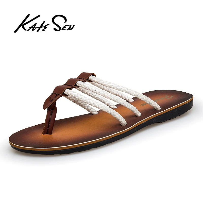 

KATESEN new summer men's flip-flops high quality beach sandals non-slip men's slippers zapatos de hombre men's casual shoes