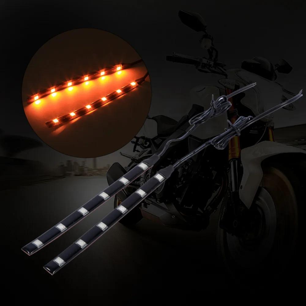 2x 6LED 5050 SMD Motorcycle LED Strip Turn Signal Indicator Blinker Light Amber 2018 |