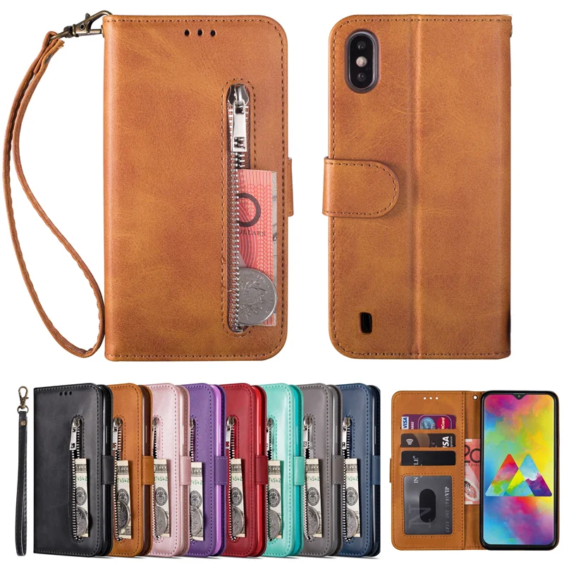 

Leather Case for Samsung Galaxy J4 J6 A7 A6Plus 2018 J3 J5 J7 2017 J4 J6Plus A10 A20 A30 A40 A70 M10 With Zipper bag Flip Wallet