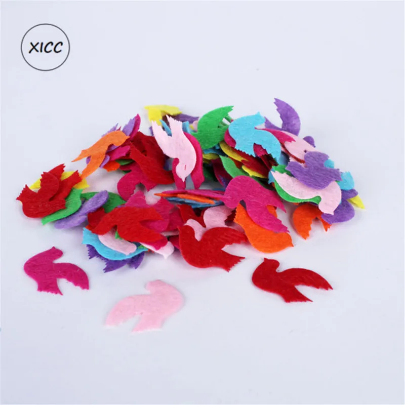 XICC 100PCS Colorful Nonwoven Round Flower Wool Felt Fabric Hair rope DIY Handmade Accessory Sticker Applique Patches Felt Pad