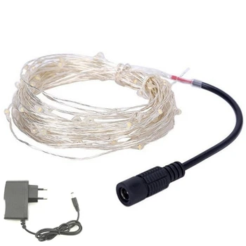 

DC12V 10m Led String Light Silver Copper Wire Holiday Party Weeding Christmas Decoration Waterproof Lighting with Power Adapter