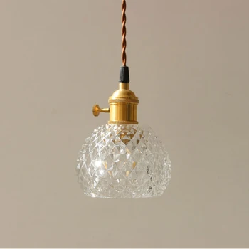 

Nordic Pendant Lamp Simple Brass Glass Bedroom Small Pendant Light Personality Living Room Lamp Creative Study Light