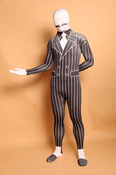 

(LP20158182) Black And White Gentleman Lycra Spandex Zentai Suit Halloween Costume