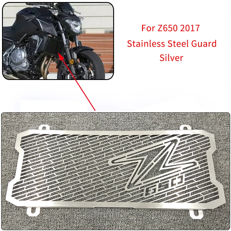 Silver Motorcycle Accessories Radiator Guard Grille Grill Protector Cover For Kawasaki 2017 Z650 Z 650 Ninja 650 2017 (1)