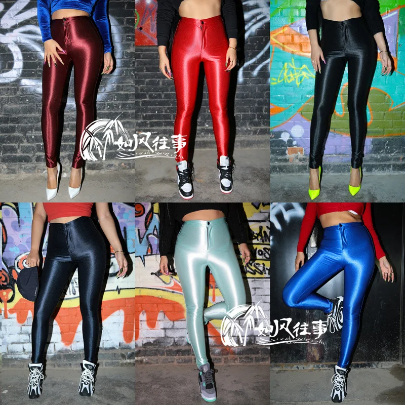 high waisted shiny disco pants