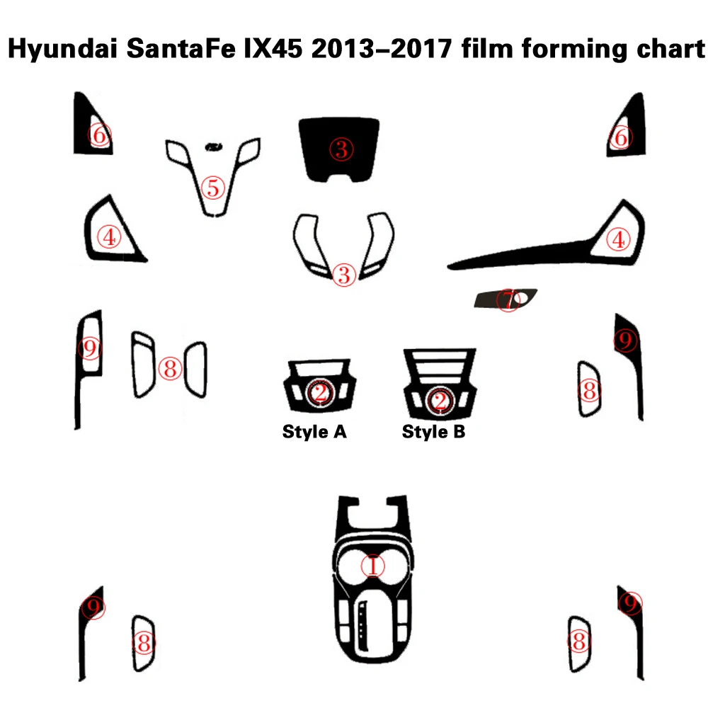 Для hyundai SantaFe IX45 2013-17 внутренняя Центральная панель управления дверная ручка наклейки из углеродного волокна наклейки аксессуары для автомобиля