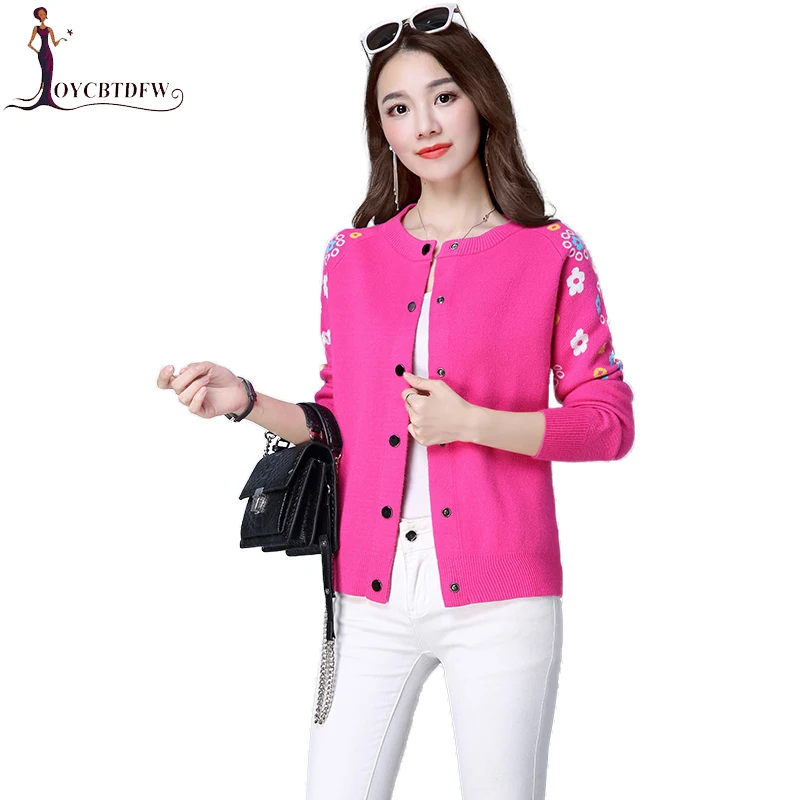 

Sweater Cardigan Women Large size Jacket Knitwear 2018 Spring Autumn Korean Embroidered Tops Lady Slim Cardigan Sweater XY408