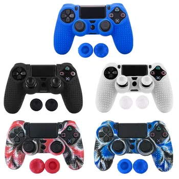 

Bevigac 1PCS Anti-Slip Silicone Protective Case Cover 2PCS Thumb Stick Caps for Wireless Controller Sony PlayStation 4 PS4