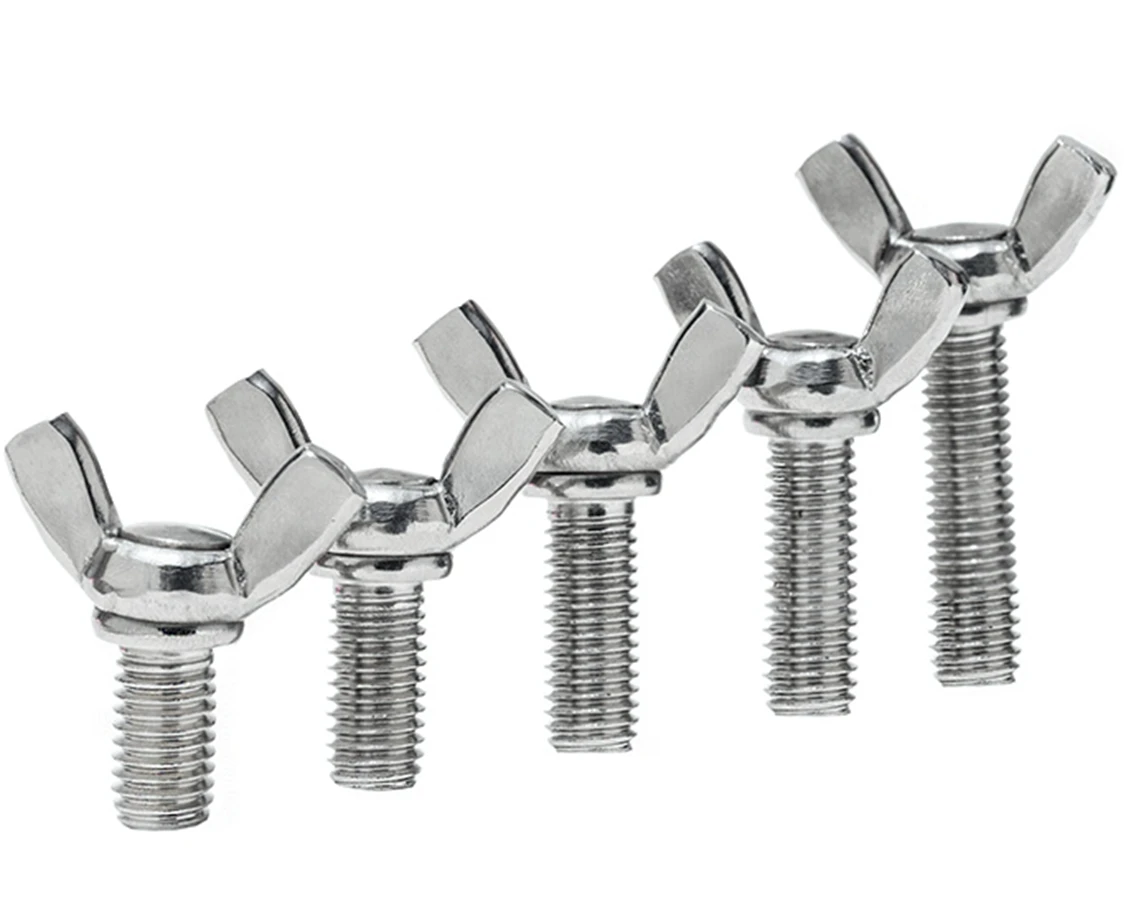 10pcs M6 Pitch 1.0mm Length 10/12/16/20/25/30/35mm 304 Stainless Steel Wing Bolt Butterfly Bolt Screws Fasteners