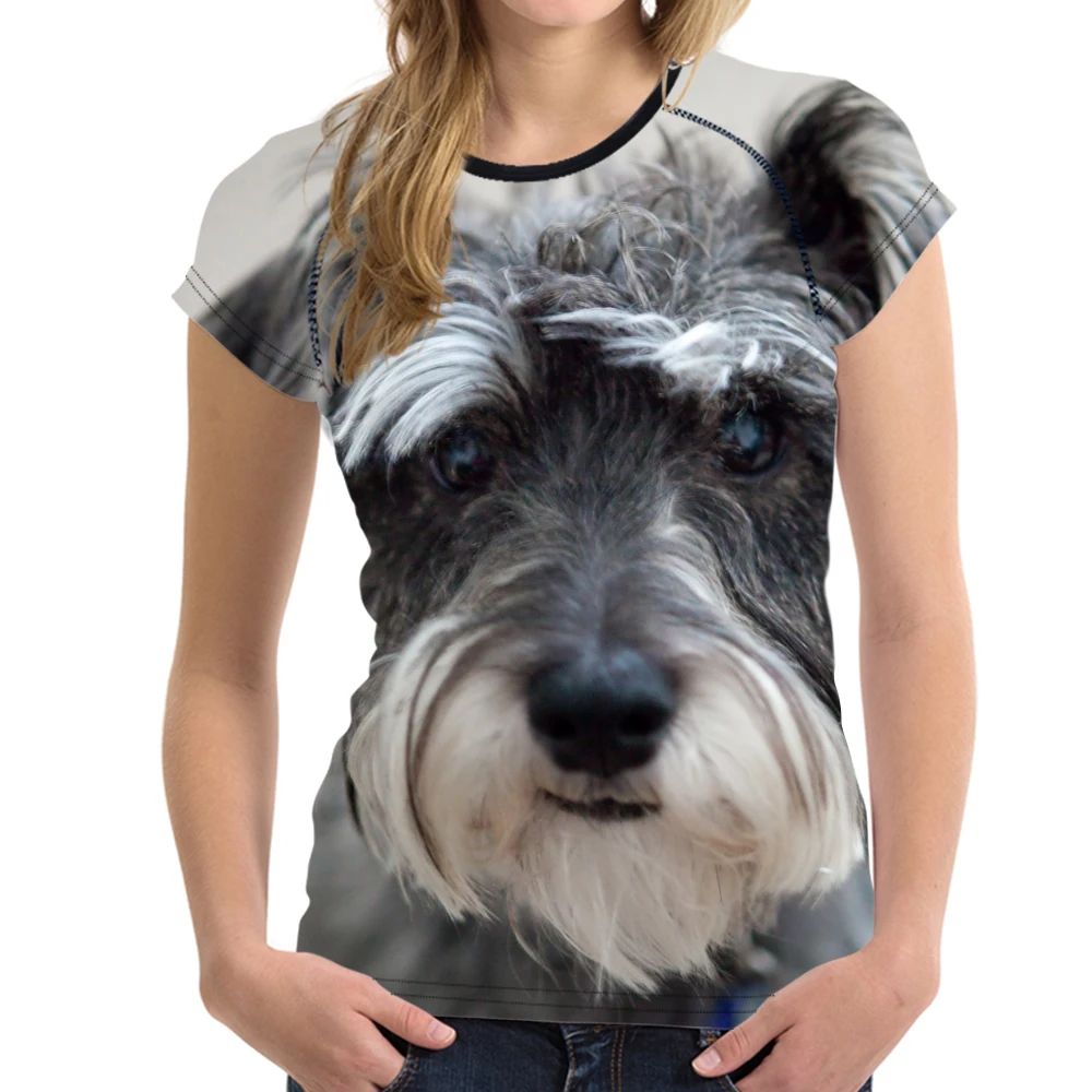 NoisyDesigns Cute Dog Schnauzer Printed T Shirt Women Stylish ...