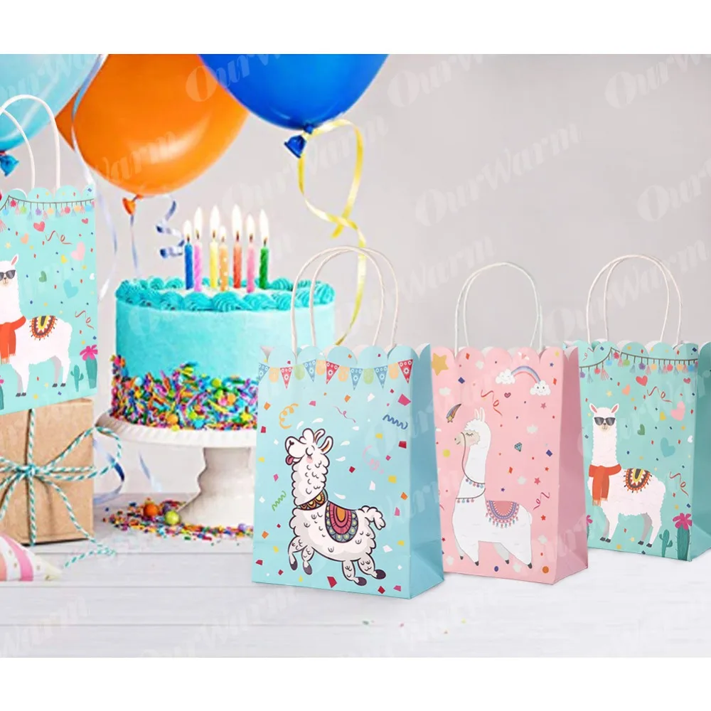 Теплые бумажные пакеты из альпаки и ламы для подарков, 15 шт., украшения для дня рождения, Подарочная коробка для детей, упаковка для детского душа, мешок для конфет