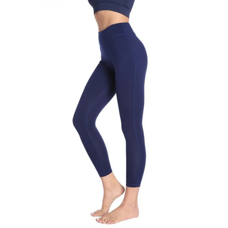 Новое поступление, женские летние штаны с высокой талией, дышащие обтягивающие компрессионные эластичные леггинсы для спортзала, женская спортивная одежда, штаны - Цвет: Deep Blue