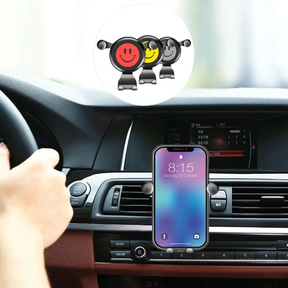 

360° Rotating Gravity Car Mount Air Vent Creative Smiley Face Holder Bracket Accesorios de coche #YL5