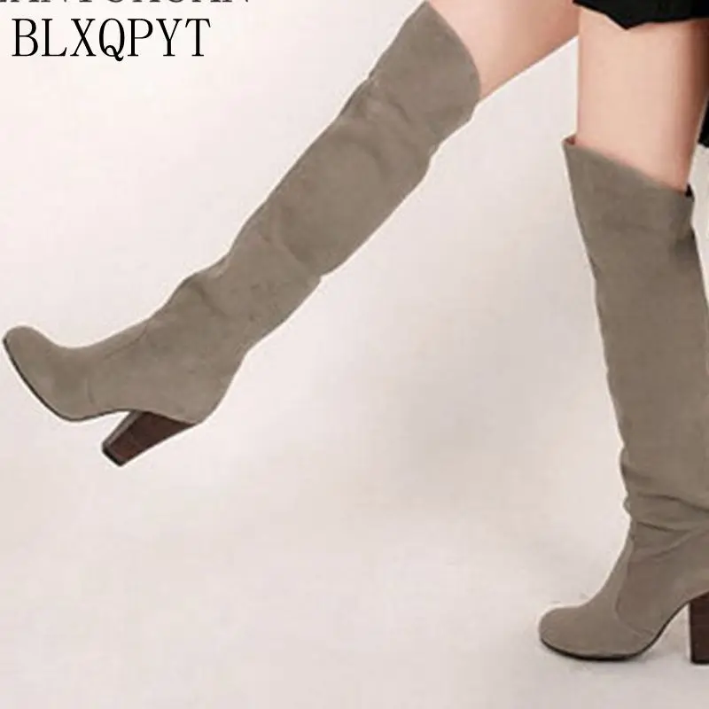 

BLXQPYT 2017 Winter Autumn Boots Big Size 34-43 Over The Knee Boots Women Sexy High Heels Long Round Toe Platform Knight 818