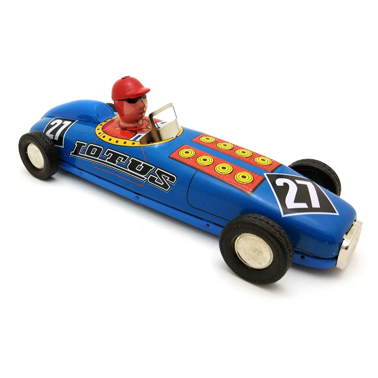 [Funny] коллекция для взрослых Ретро заводная игрушка металлическая Оловянная F1 гоночный автомобиль Чемпион гонщик заводные игрушечные фигурки модель винтажная игрушка подарок