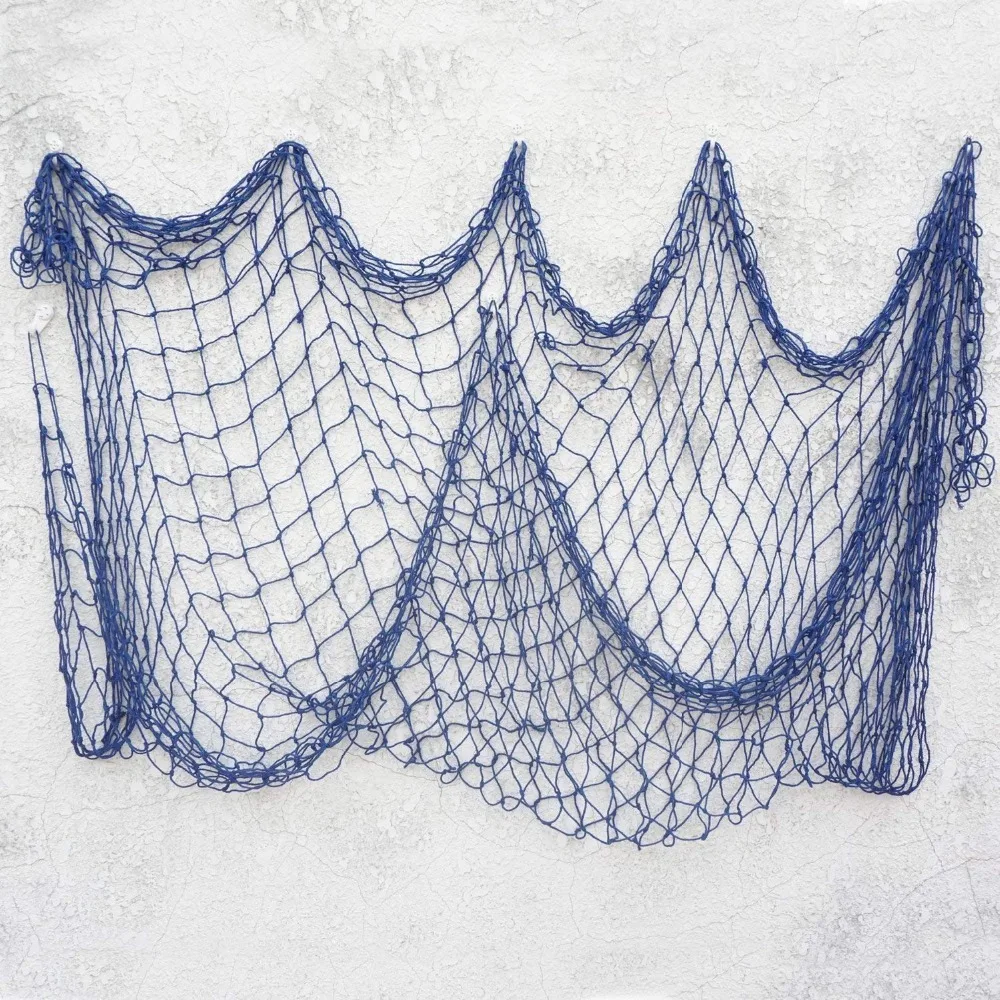 Decoração da Parede Rede de Pesca 100 200 Centímetros Decoração Bar Casa Estilo Náutico Azul Branco 6 Rede de pesca