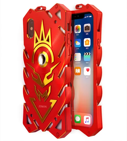 Red ZIMON противоударный металлический чехол для iPhone X XS 10 роскошный держатель кольца авиационный алюминиевый ЧПУ резьба Мягкий ТПУ силиконовый 360 Защита - Цвет: Red