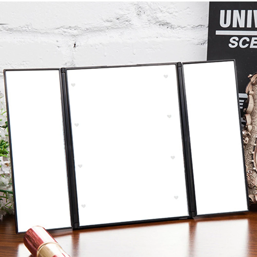 High Foldable Makeup Mirror with 8 LEDs for Tabletop Bathroom Bedroom Travel UEJ