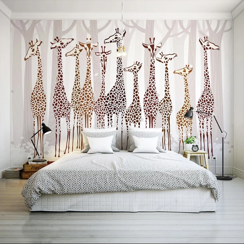 Custom Any Size Mural Wallpaper 3d Giraffe Photo Wall Painting Kid S Bedroom Background Wall Decor Modern Eco Friendly Frescoes Wallpapers Aliexpress