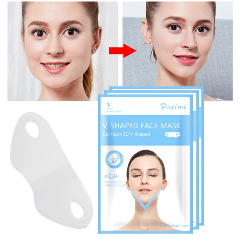 

chin 3D V-shaped lifting Collagen Ear Loop Facial Mask Style Firming Whitening Moisturizing Brighten face Mask Skin Care New