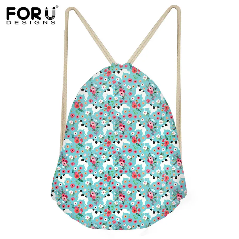 INSTANTARTS 2019 Fashion Bag Borzoi Flower Printing Boys Small Drawstring Bag School Shoulder Backpacks Teen Boys