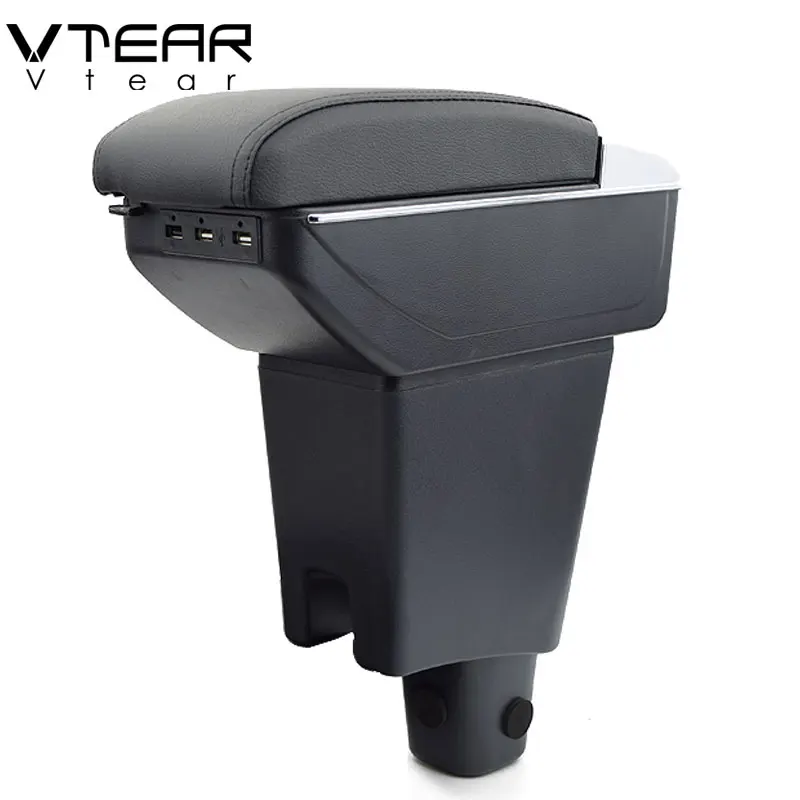

Vtear For Perodua Axia armrest box USB Charging heighten Double layer central Store content cup holder ashtray accessories 15-18
