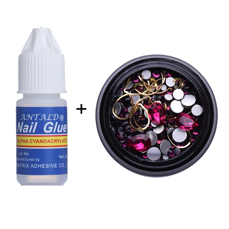 1 مجموعة مسمار الغراء سريع الجافة لاصق أكريليك الفرنسية كاذبة نصائح 3D الديكور الغراء مسمار حجر الراين مانيكير أداة مجموعة