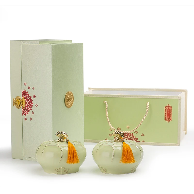 Лотоса творчества керамическая банка чайный набор кунг-фу контейнеры для чая емкость для приправ герметичный горшок бак Кофе бобы, орехи хранения подарочная коробка, фляга