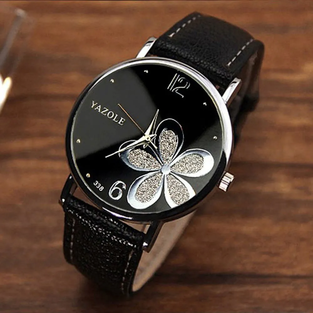 Женские часы с цветком модные кожаные аналоговые кварцевые модные наручные часы Reloj de dama Wd3 Sea - Цвет: F